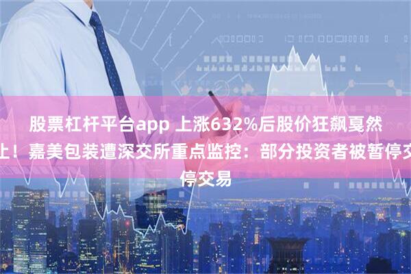 股票杠杆平台app 上涨632%后股价狂飙戛然而止！嘉美包装遭深交所重点监控：部分投资者被暂停交易