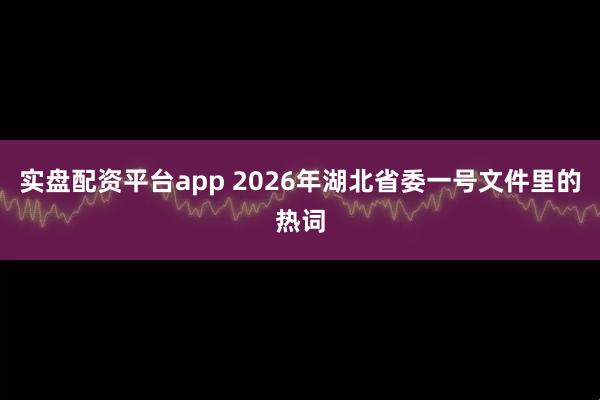 实盘配资平台app 2026年湖北省委一号文件里的热词